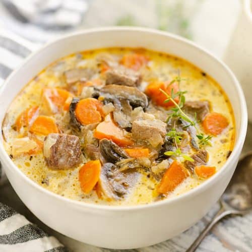 Pressure Cooker Creamy Mushroom Beef Soup