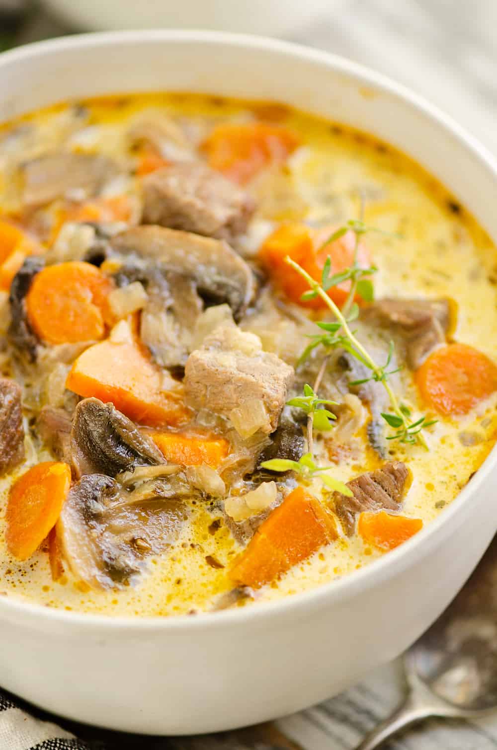 Pressure Cooker Creamy Mushroom Beef Soup