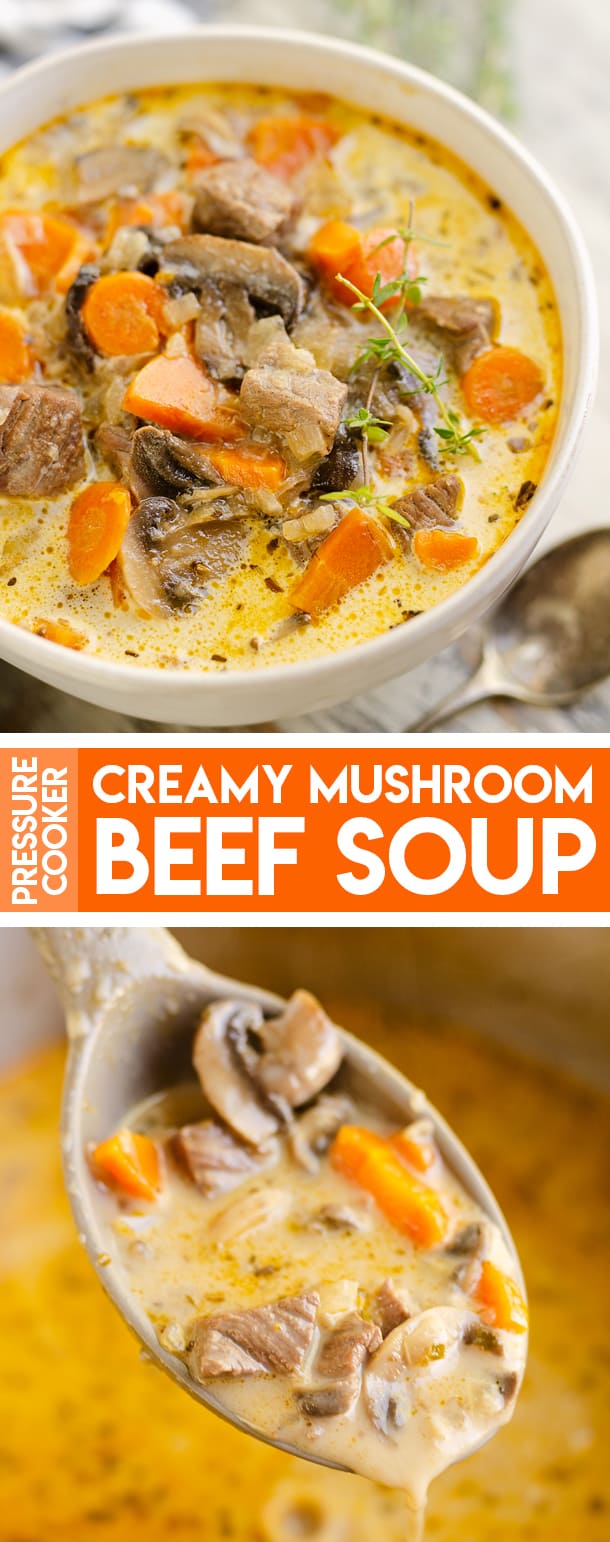Pressure Cooker Creamy Mushroom Beef Soup