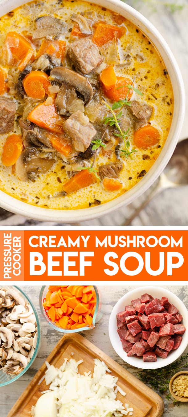 Pressure Cooker Creamy Mushroom Beef Soup