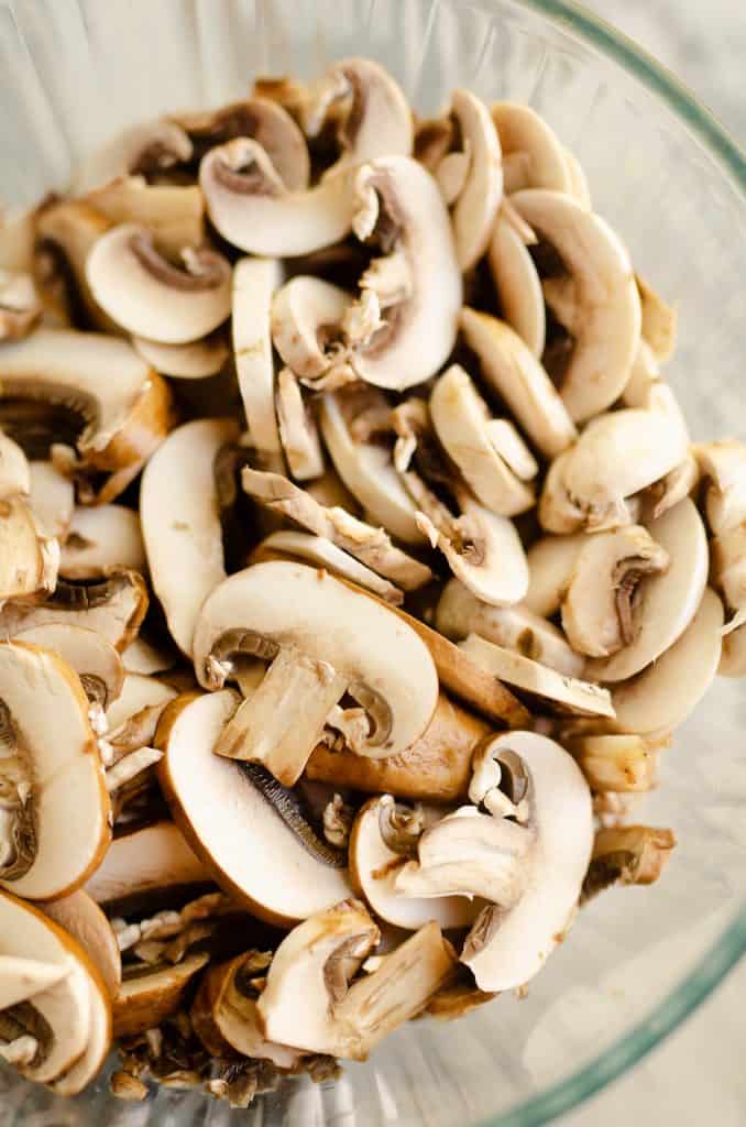 diced mushrooms in bowl
