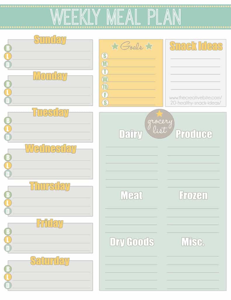 Free Printable Weekly Meal Planner + Calendar