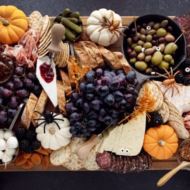 Halloween Charcuterie Board on dark table