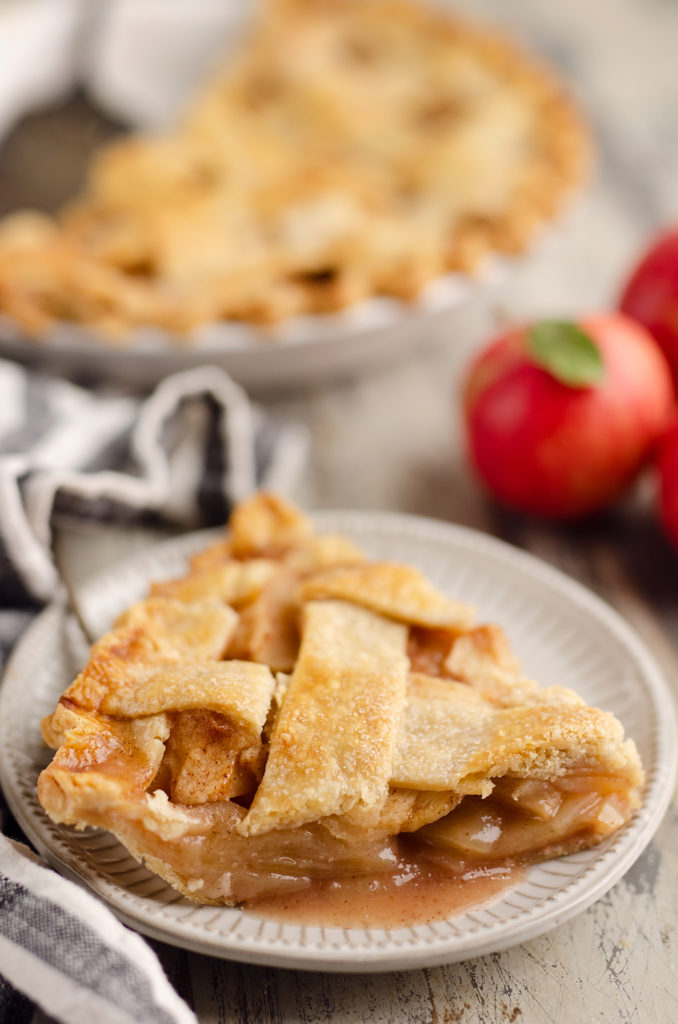 Old Fashioned Apple Pie slice on white plate