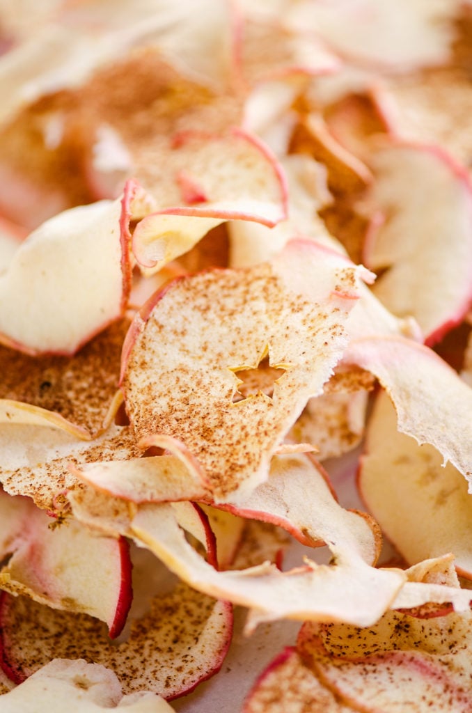 baked apple chips on sheet pan