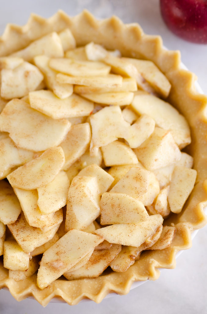 flaky pie crust filled with spiced apple slices