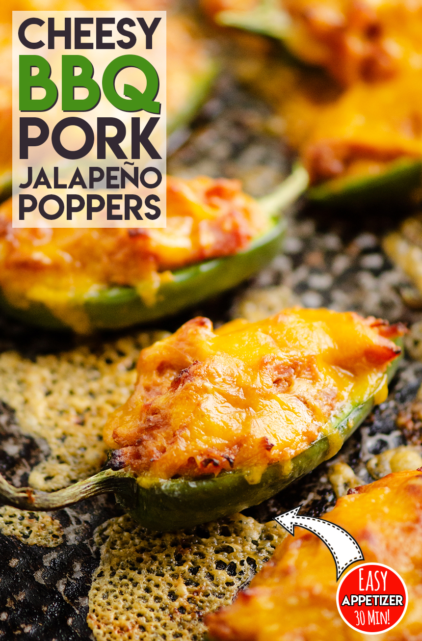 Cheesy BBQ Pork Jalapeno Poppers