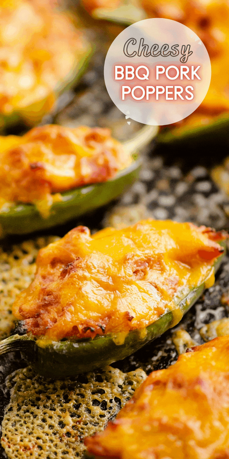 Cheesy BBQ Pork Jalapeno Poppers