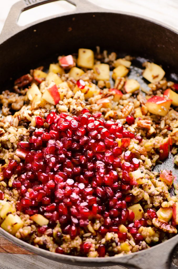 Apples, Pomegranates & Grains in skillet