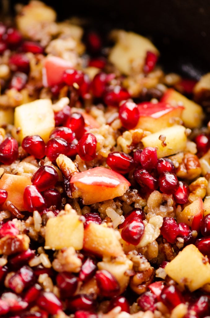 Apples, Pomegranates & Grains in skillet