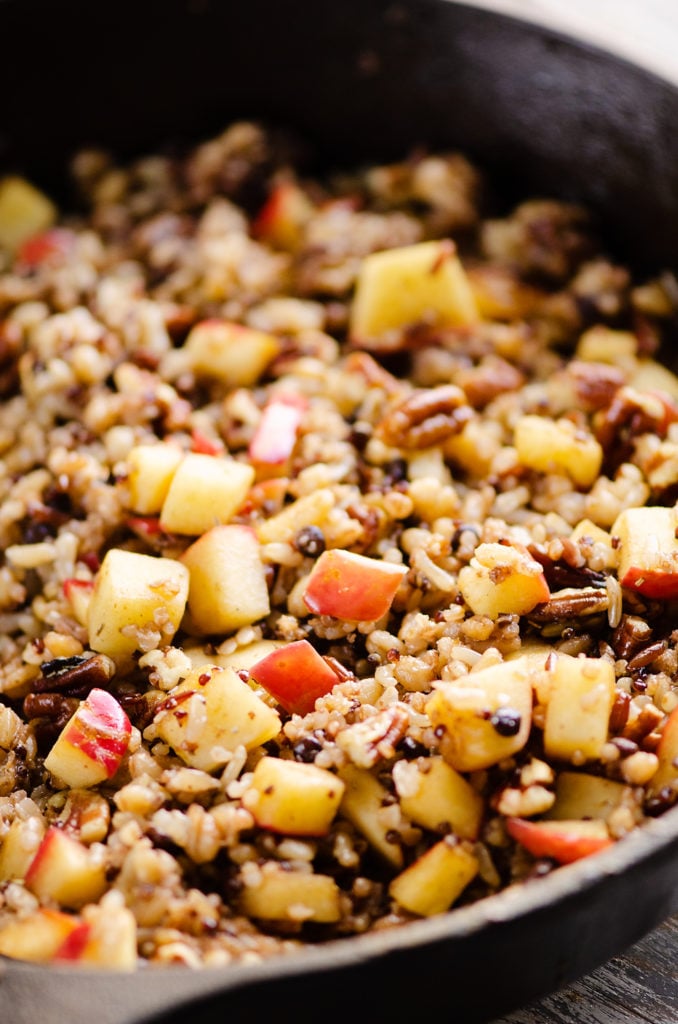 Apples, Pomegranates & Grains in skillet