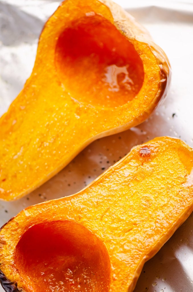 roasted butternut squash on sheet pan