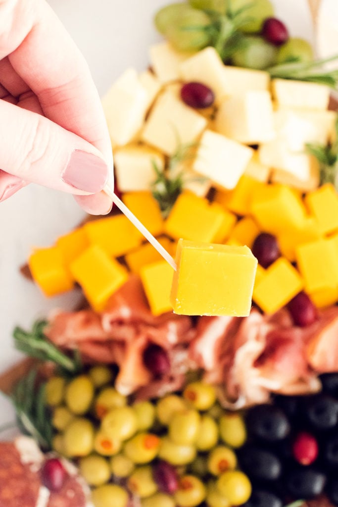 piece of cheese on toothpick