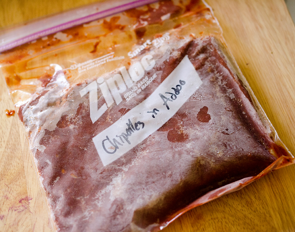 chipotles in adobo stored in freezer bag