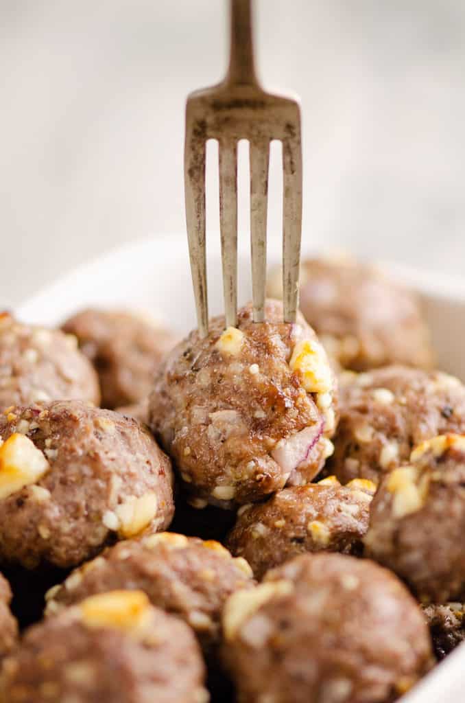 Greek Meatball pierced with fork