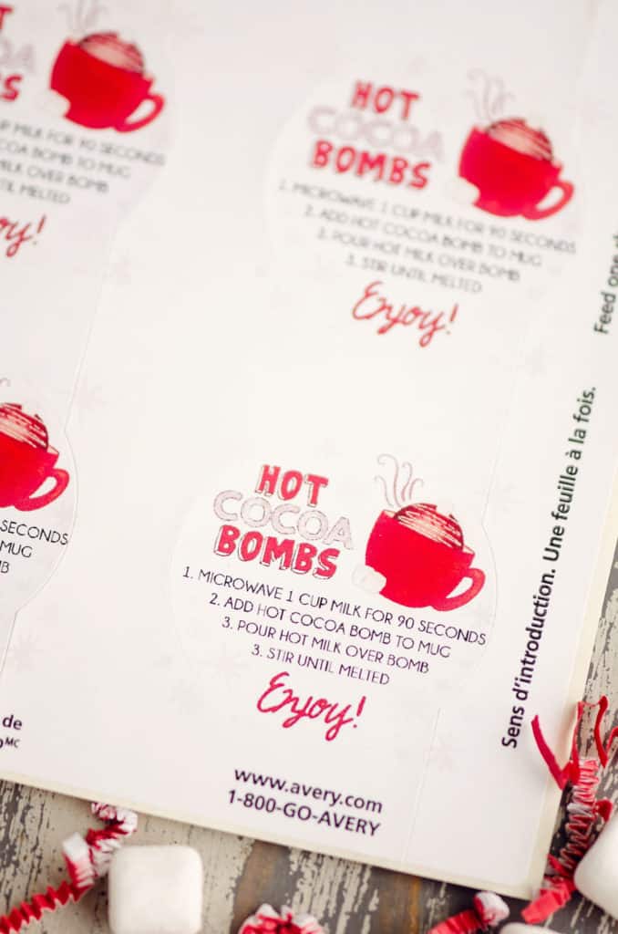 hot cocoa bomb instruction sticker sheet