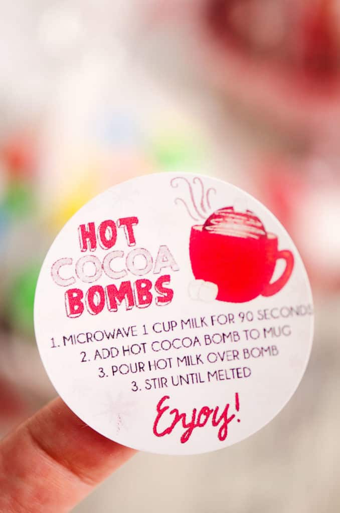 hot cocoa bomb instruction sticker