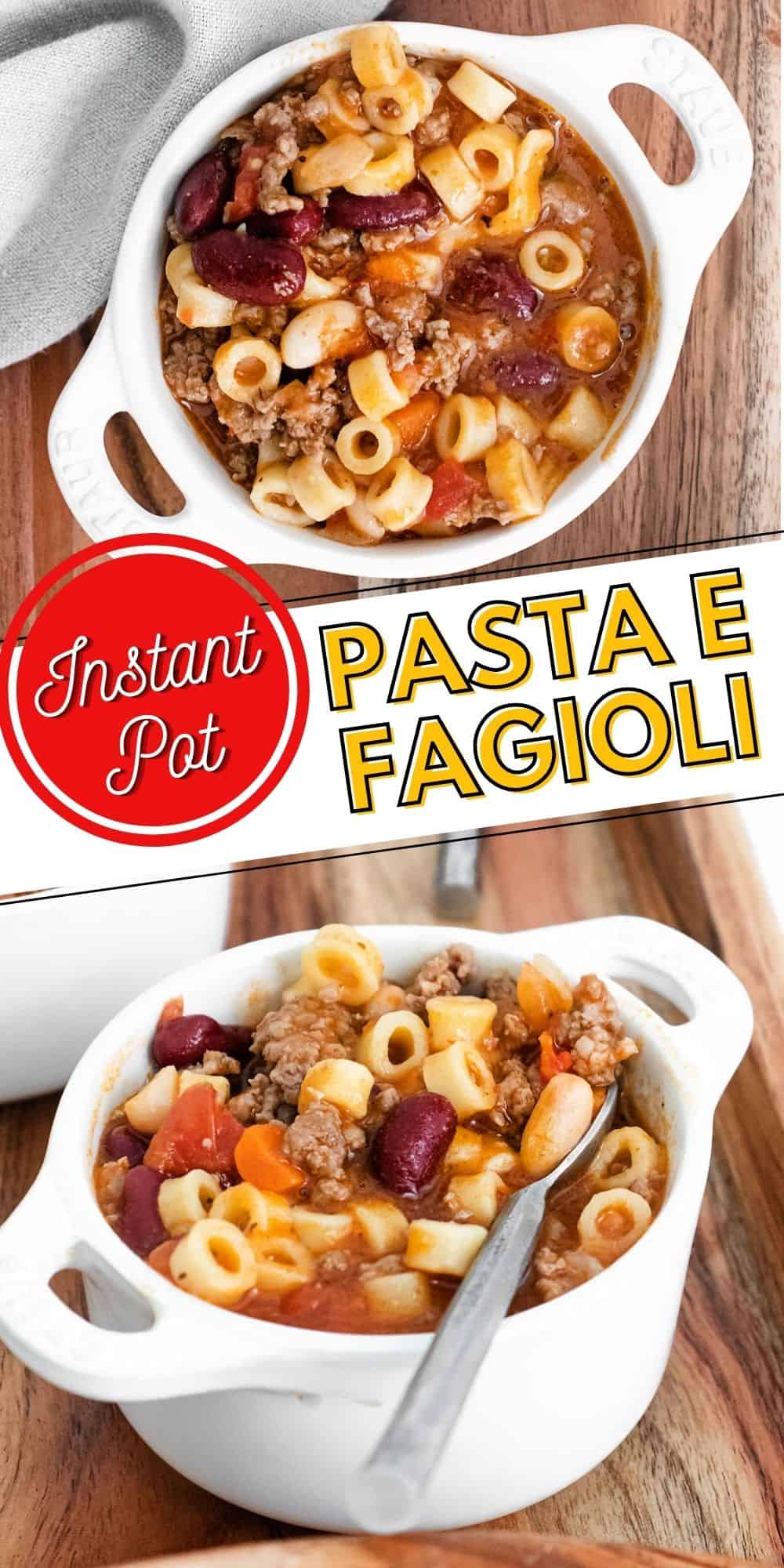 Instant Pot E Fagioli Soup Italian Pasta Bean Soup in a tomato beef stock
