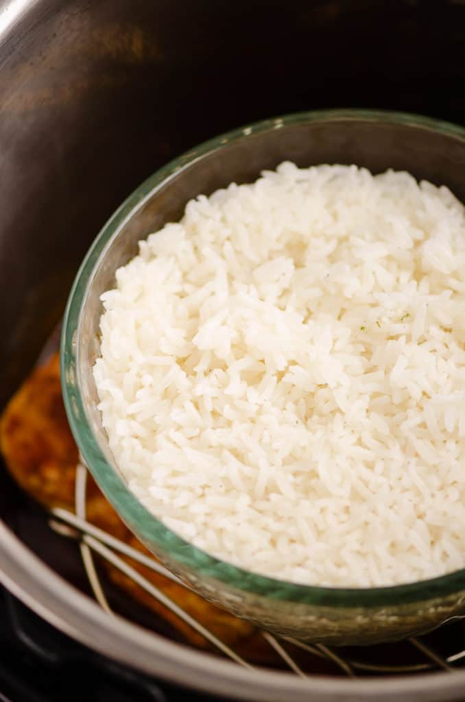 pot in pot PIP rice in glass bowl