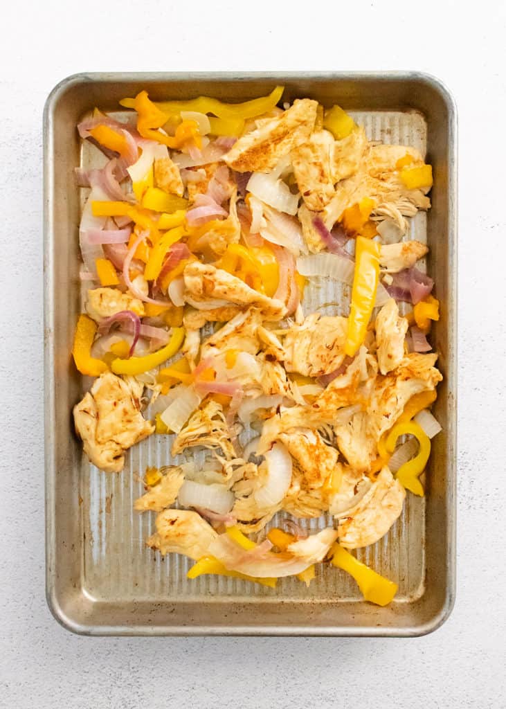 chicken fajitas on sheet pan