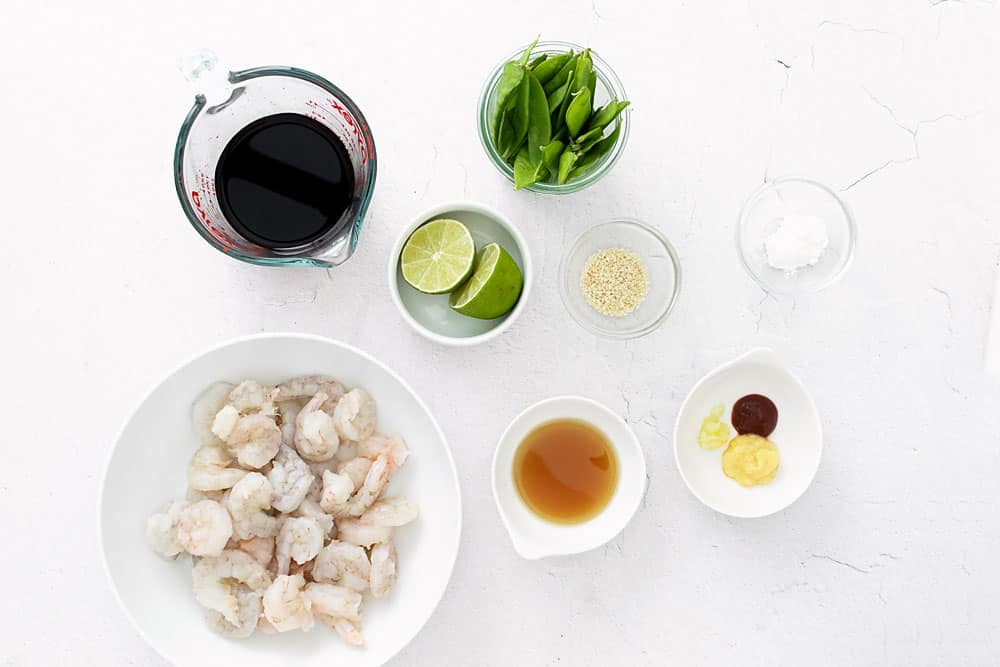 sesame shrimp ingredients in bowls