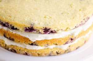 blueberry cake layered with buttercream
