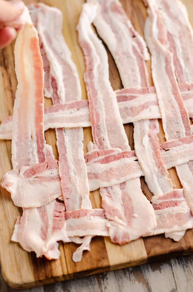 bacon lattice on cutting board