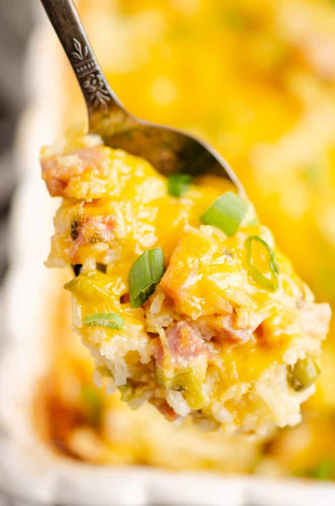 spoonful of ham and rice casserole