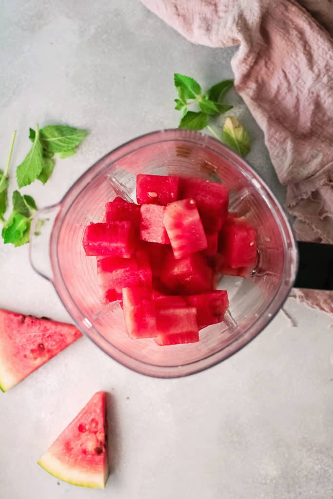 cubed watermelon in blender