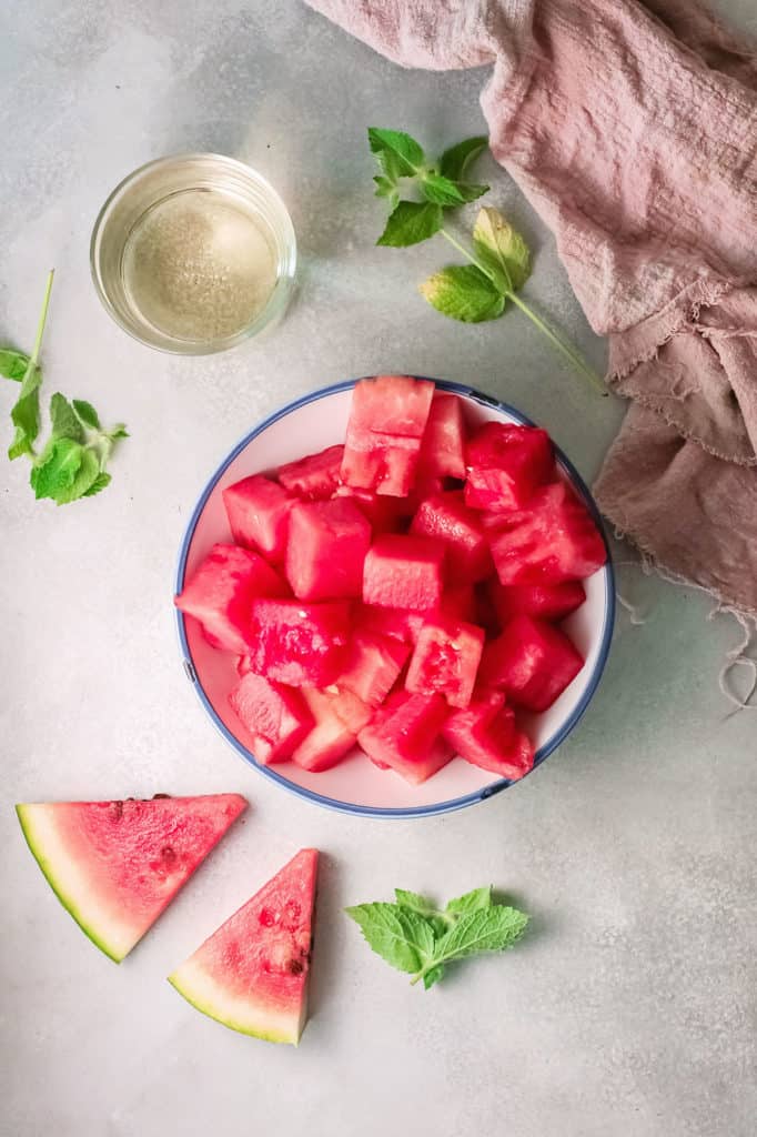 cubed watermelon in bowl