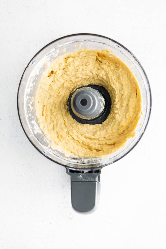 creamy hummus in food processor