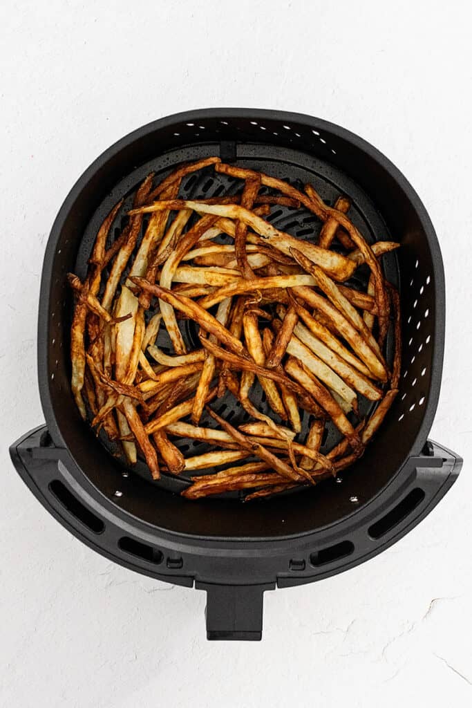 homemade french fries in air fryer basket