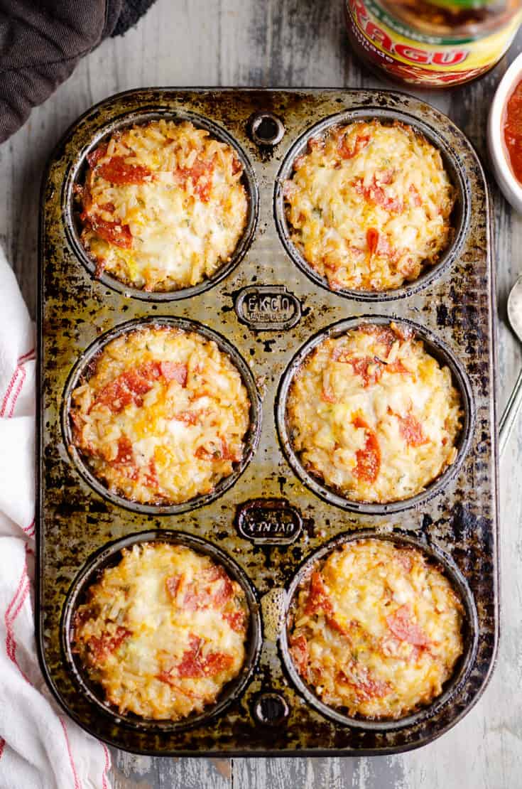 Cheesy Pizza Rice Muffins - 30 Minute Recipe