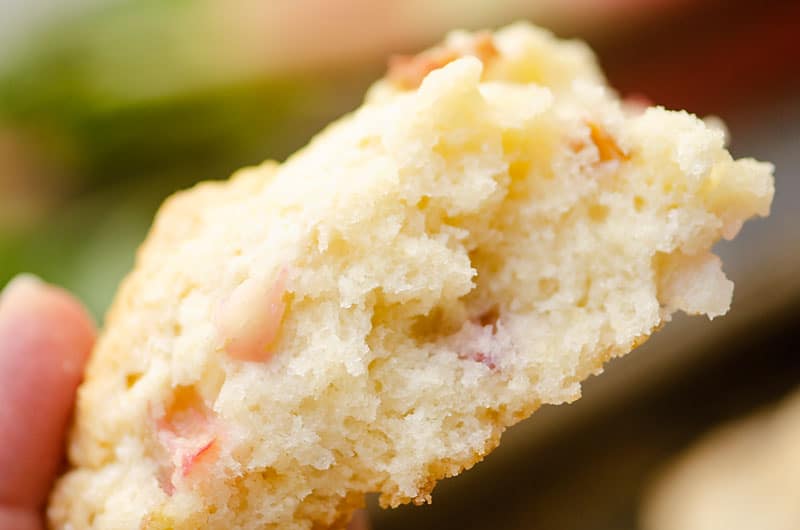 inside of moist rhubarb scone