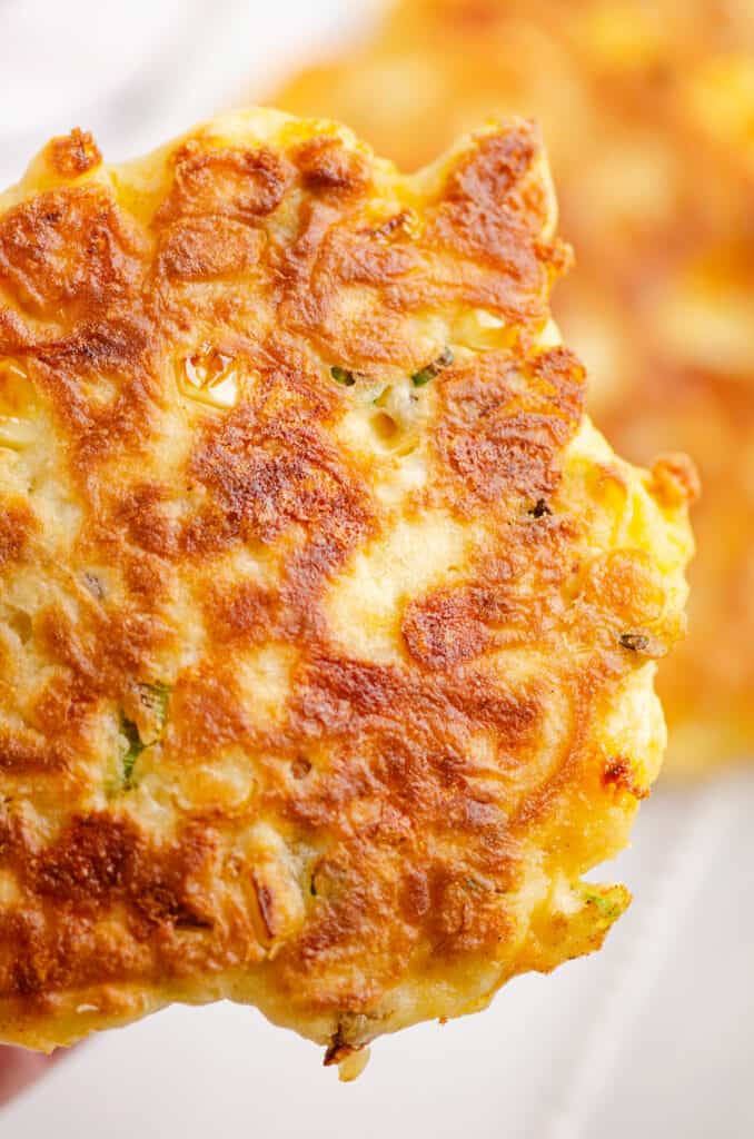 sweet corn fritter up close