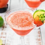 cocktail glass with frozen strawberry daiquiri
