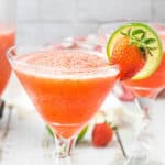 glass with strawberry daiquiri