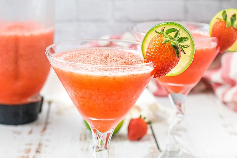 glass with strawberry daiquiri