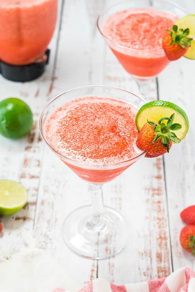 glass of frozen daiquiri with pitcher