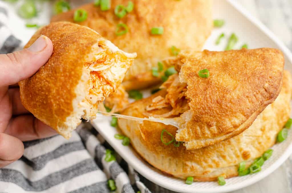 buffalo chicken pockets pulled apart