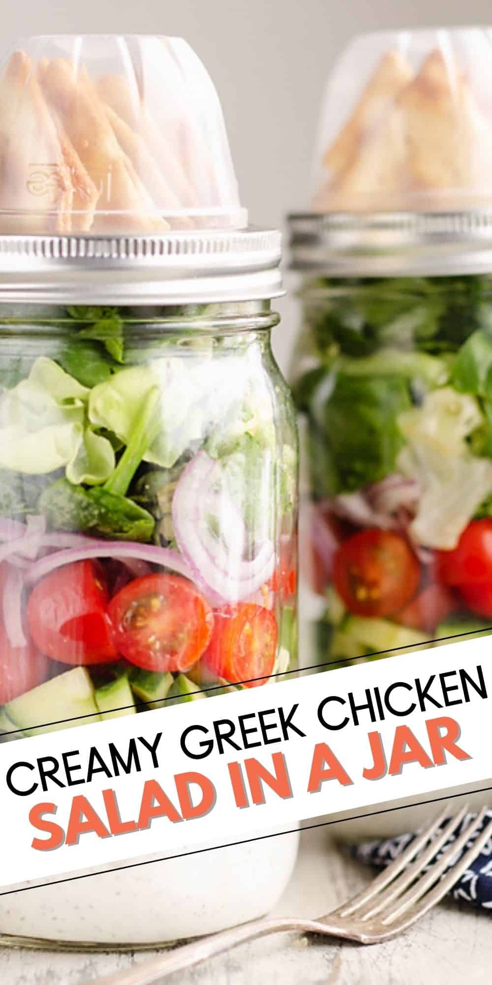 Creamy Greek Chicken Salad in a Jar Healthy Meal Prep Recipe