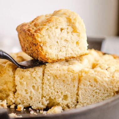 brown buttermilk biscuits in cast iron pan