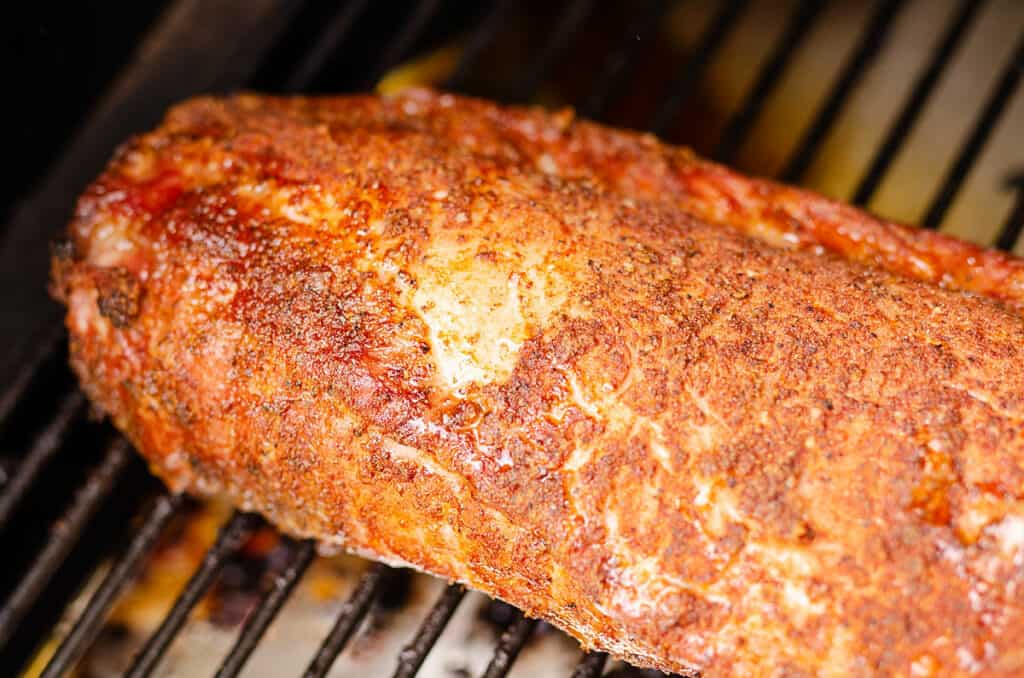 smoked pork loin on Traeger grill