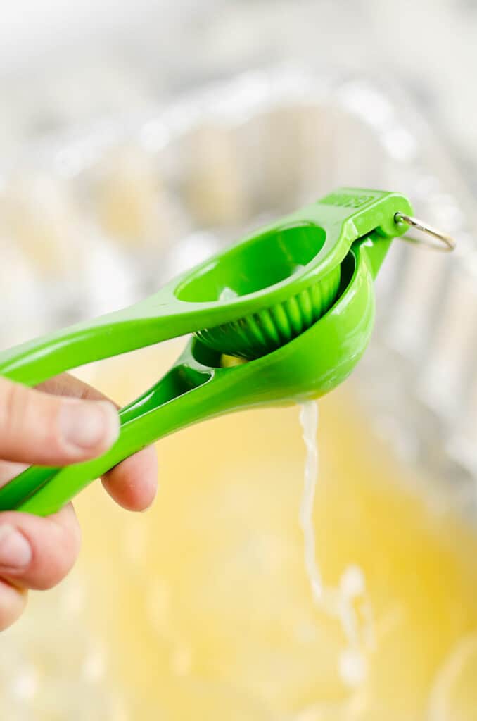 lime juice squeezed in pan