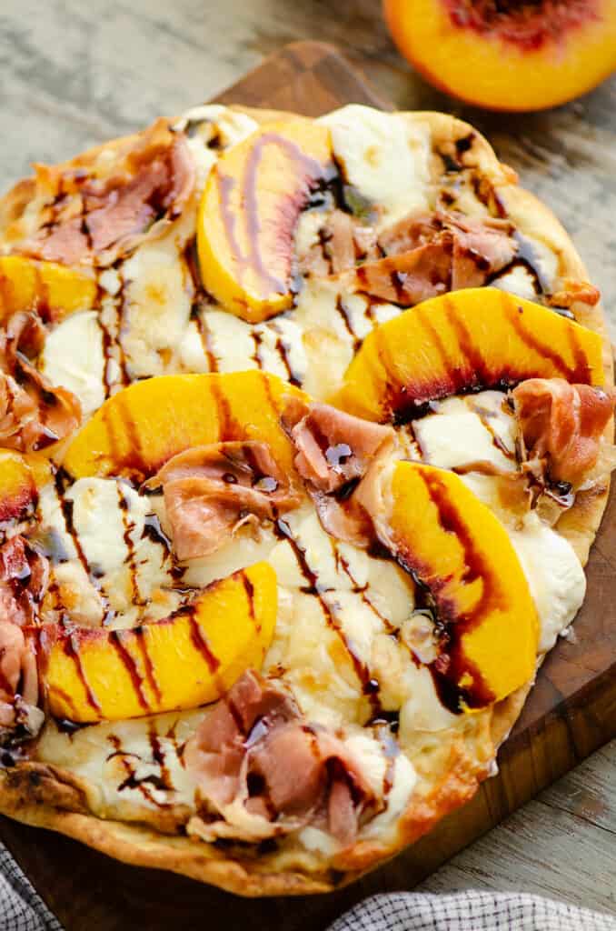 Balsamic glazed peach pizza