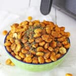 Taco Oyster Crackers in green bowl by Air Fryer