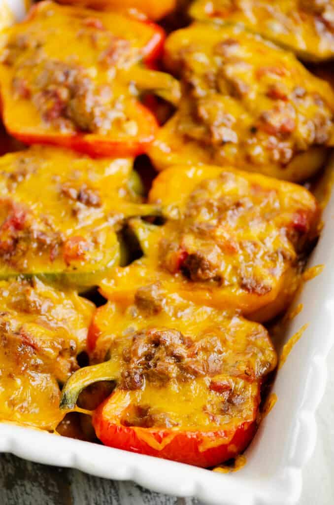 cheesy stuffed peppers in 9x13 pan