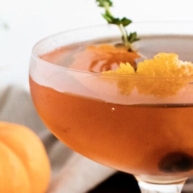 fall spiced old fashioned topped with orange peel