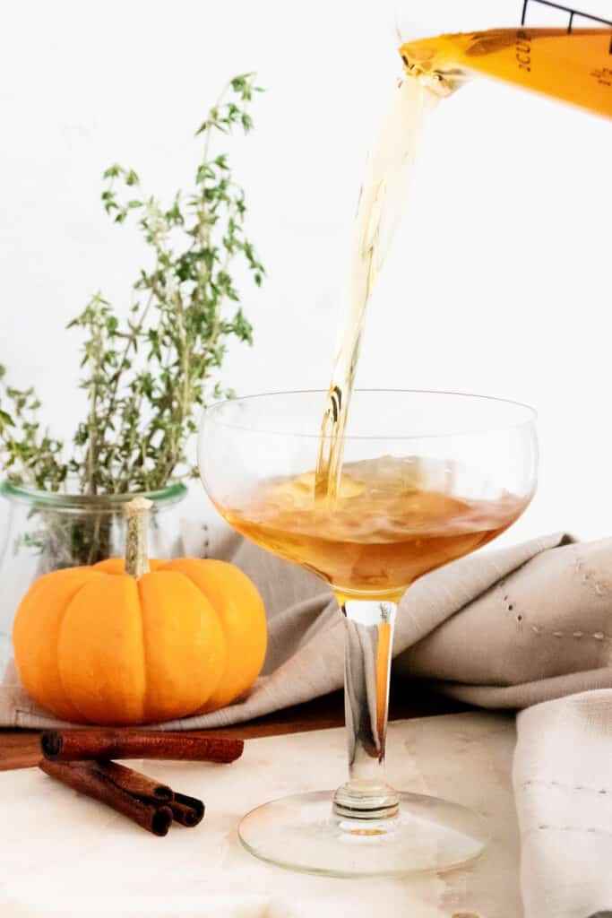 fall spiced old fashioned poured in glass