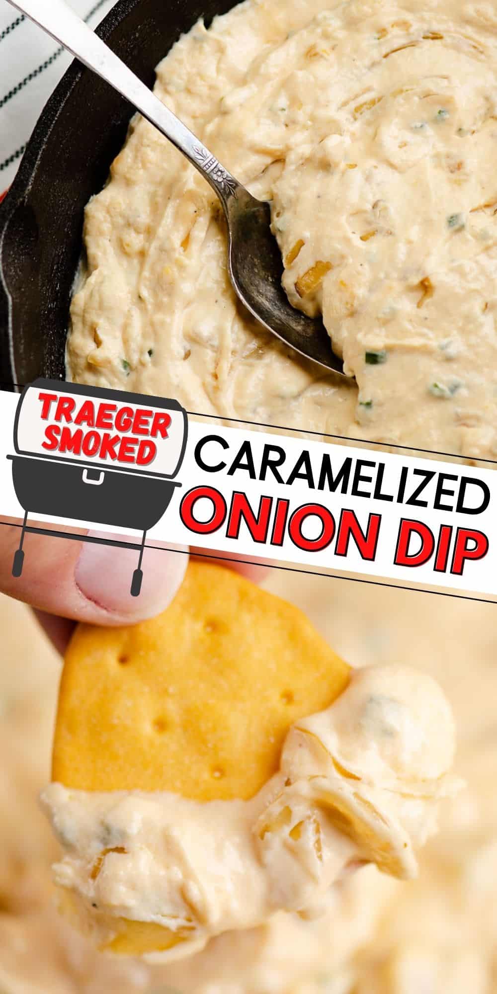 Traeger Smoked Cheesy Caramelized Onion Dip